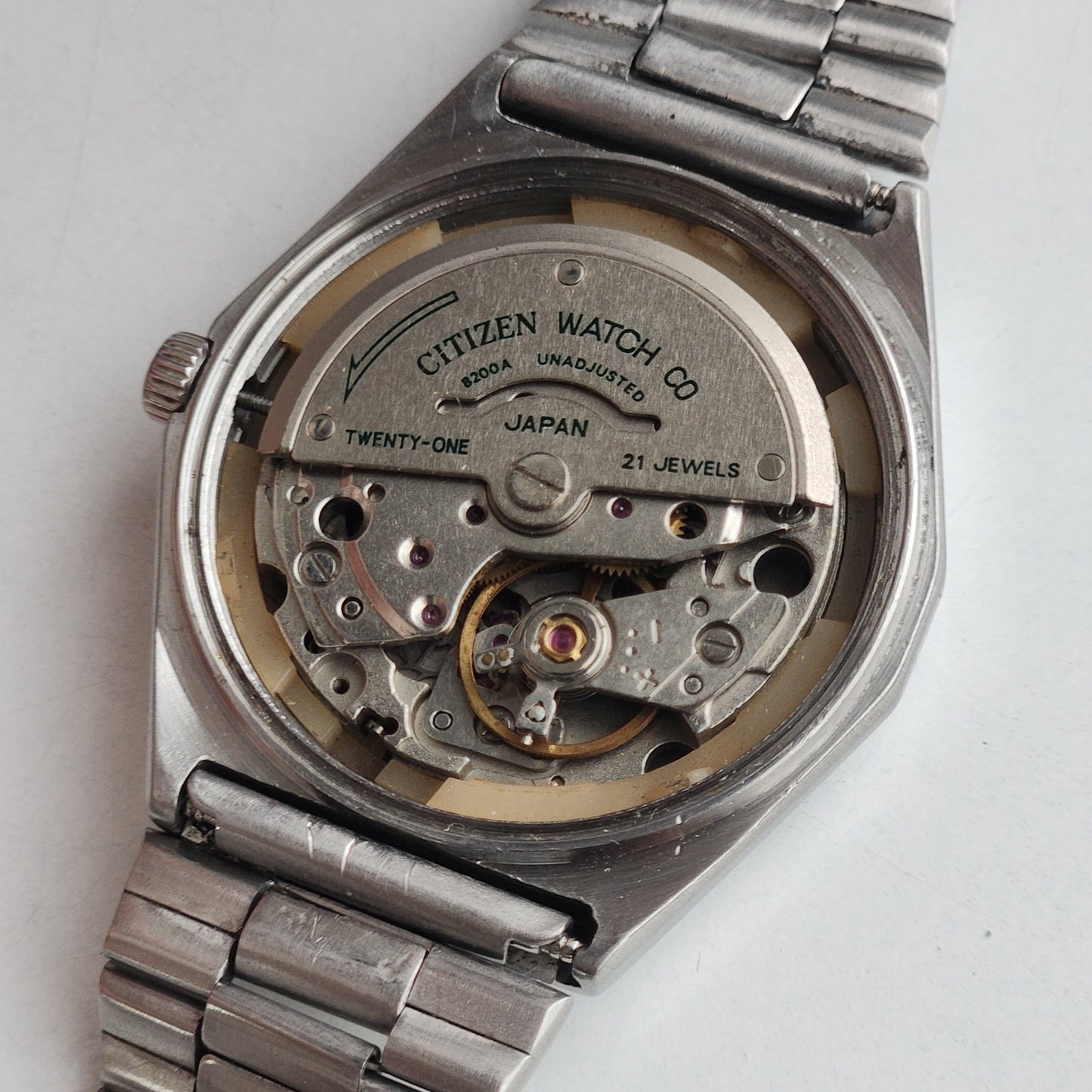 Vintage Original Citizen Automatic 8200 Grey Face 21 Jewels With Exhibition Back Day-Date Japanese Men's Wrist Watch IN46