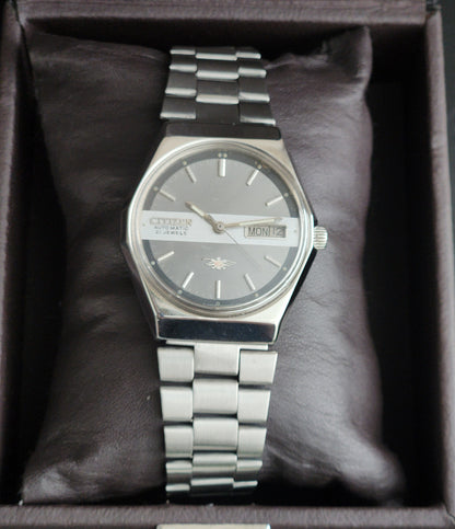 Vintage Original Citizen Automatic 8200 Grey Face 21 Jewels With Exhibition Back Day-Date Japanese Men's Wrist Watch IN46