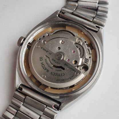 Vintage Original Citizen Automatic 8200 Blue Face 21 Jewels With Exhibition Back Day-Date Japanese Men's Wrist Watch IN47