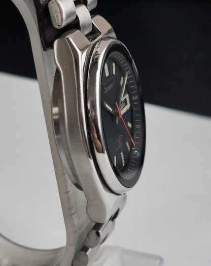 Vintage Original Citizen Automatic 8200 Black Face 21 Jewels With Exhibition Back Day-Date Japanese Men's Wrist Watch IN49