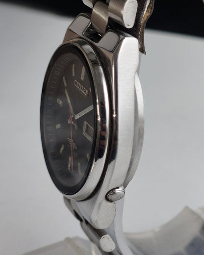 Vintage Original Citizen Automatic 8200 Black Face 21 Jewels With Exhibition Back Day-Date Japanese Men's Wrist Watch IN49