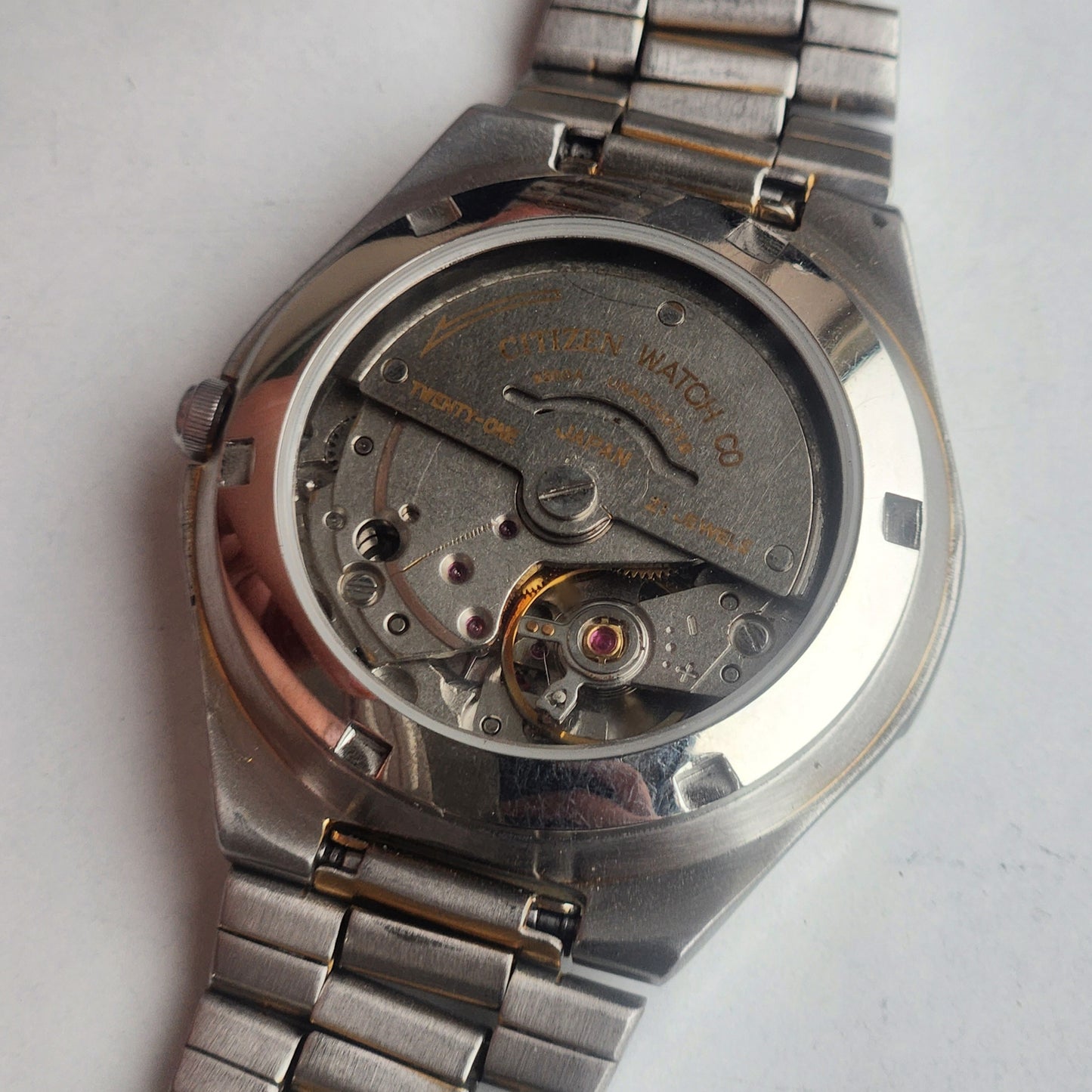 Vintage Original Citizen Automatic 8200 Golden Face 21 Jewels With Exhibition Back Day-Date Japanese Men's Wrist Watch IN51