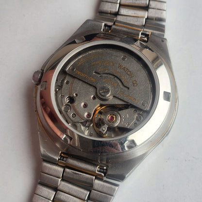 Vintage Original Citizen Automatic 8200 Golden Face 21 Jewels With Exhibition Back Day-Date Japanese Men's Wrist Watch IN51