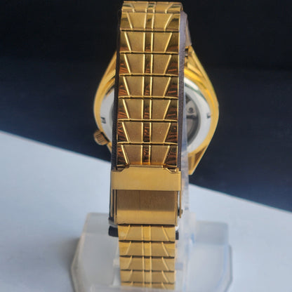 Vintage MOD Citizen Black Face Automatic 21 Jewels Cal. 8200 37MM Gold Plated Men's Wrist Watch I88