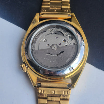 Vintage MOD Citizen Black Face Automatic 21 Jewels Cal. 8200 37MM Gold Plated Men's Wrist Watch I88