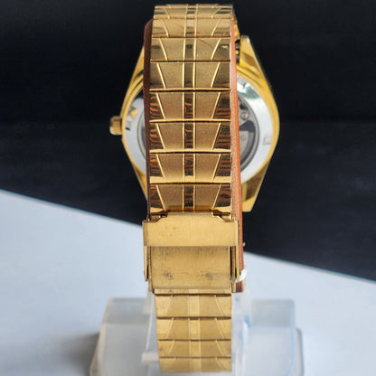 Vintage MOD Citizen Black Face Automatic 21 Jewels Cal. 8200 35MM Fix Bezel Gold Plated Men's Wrist Watch I89