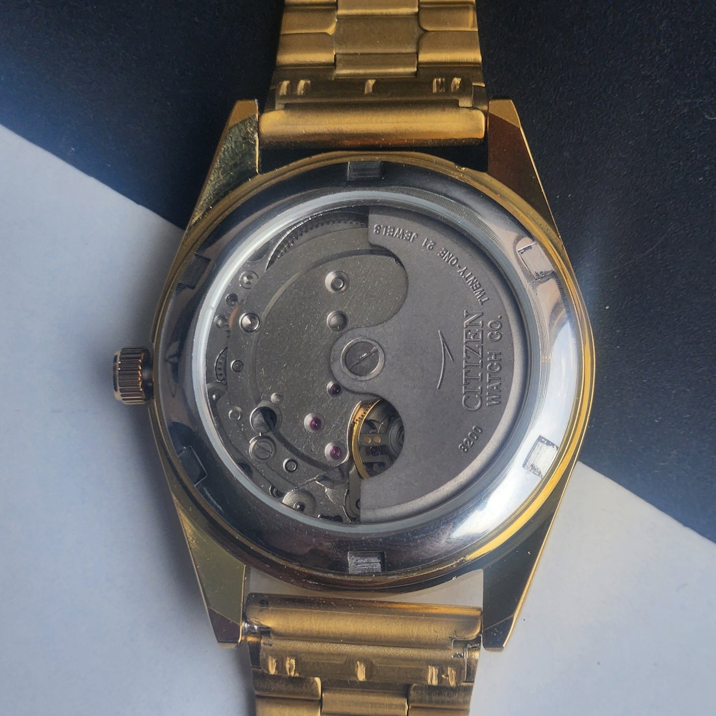 Vintage MOD Citizen Green Face Automatic 21 Jewels Cal. 8200 35MM Fix Bezel Gold Plated Men's Wrist Watch I91