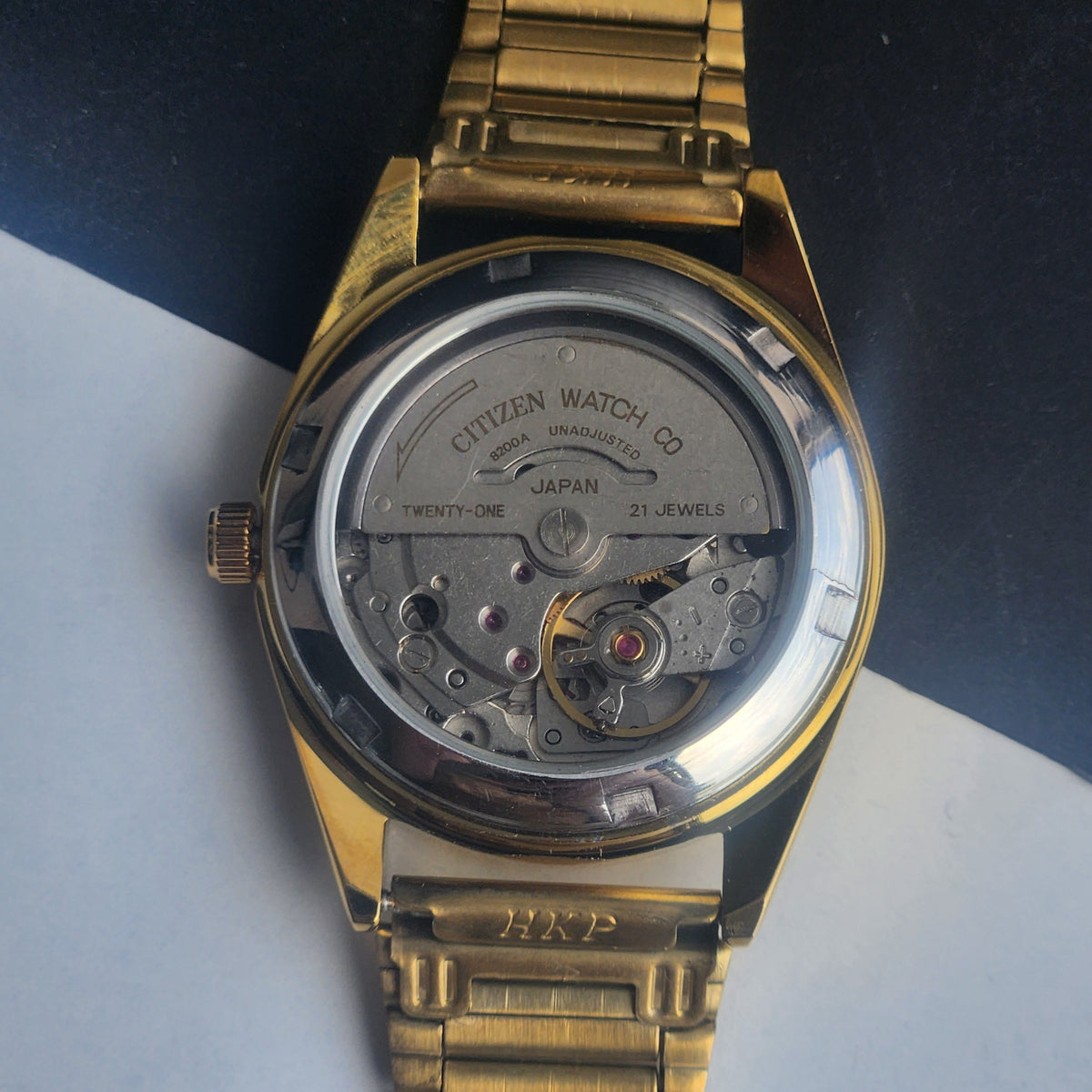 Vintage MOD Citizen Black Face Automatic 21 Jewels Cal. 8200 35MM Fix Bezel Gold Plated Men's Wrist Watch I92