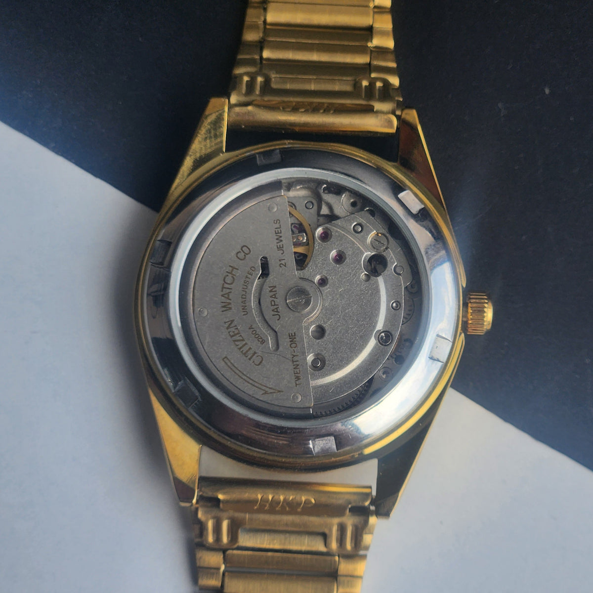 Vintage MOD Citizen Black Face Automatic 21 Jewels Cal. 8200 35MM Fix Bezel Gold Plated Men's Wrist Watch I92