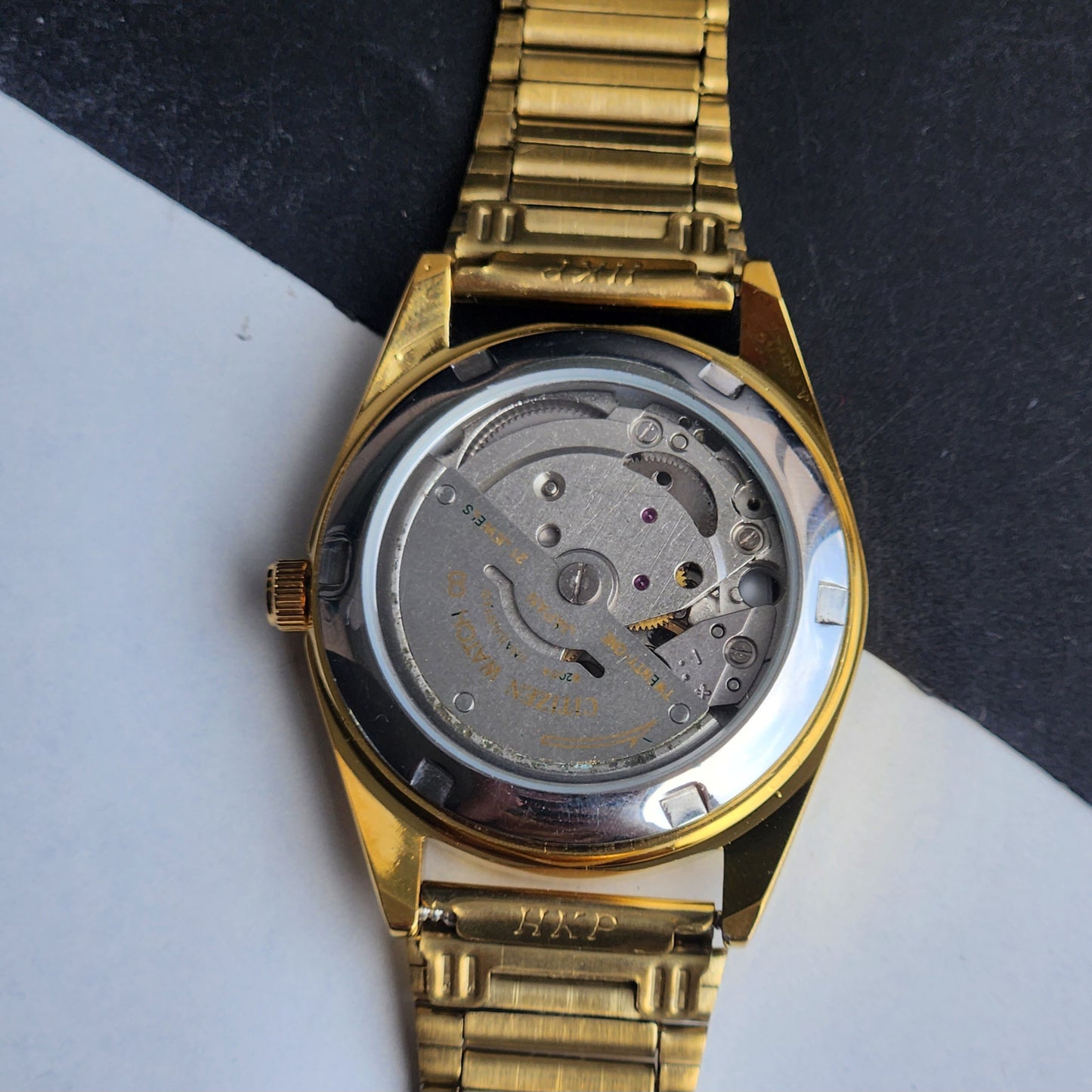 Vintage MOD Citizen Black Face Automatic 21 Jewels Cal. 8200 35MM Fix Bezel Gold Plated Men's Wrist Watch I94