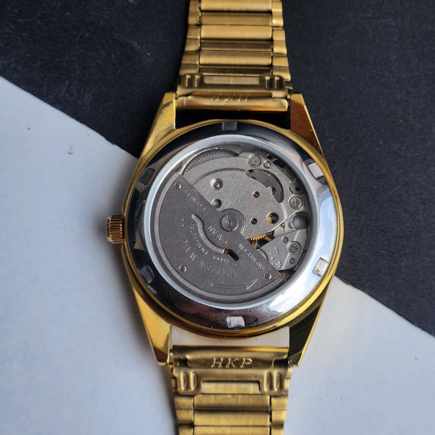Vintage MOD Citizen Golden Face Automatic 21 Jewels Cal. 8200 35MM Fix Bezel Gold Plated Men's Wrist Watch I95