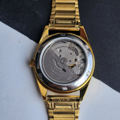 Vintage MOD Citizen Golden Face Automatic 21 Jewels Cal. 8200 35MM Fix Bezel Gold Plated Men's Wrist Watch I95