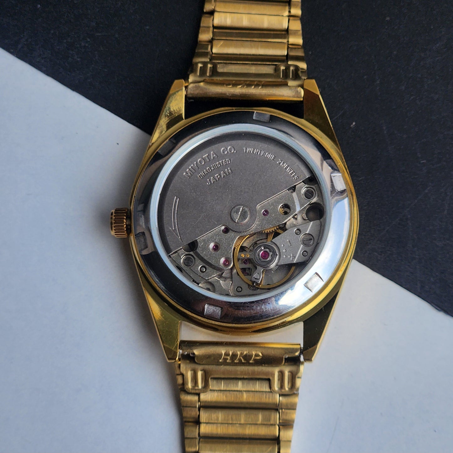 Vintage MOD Citizen Black Face Automatic 21 Jewels Cal. 8200 35MM Fix Bezel Gold Plated Men's Wrist Watch I96