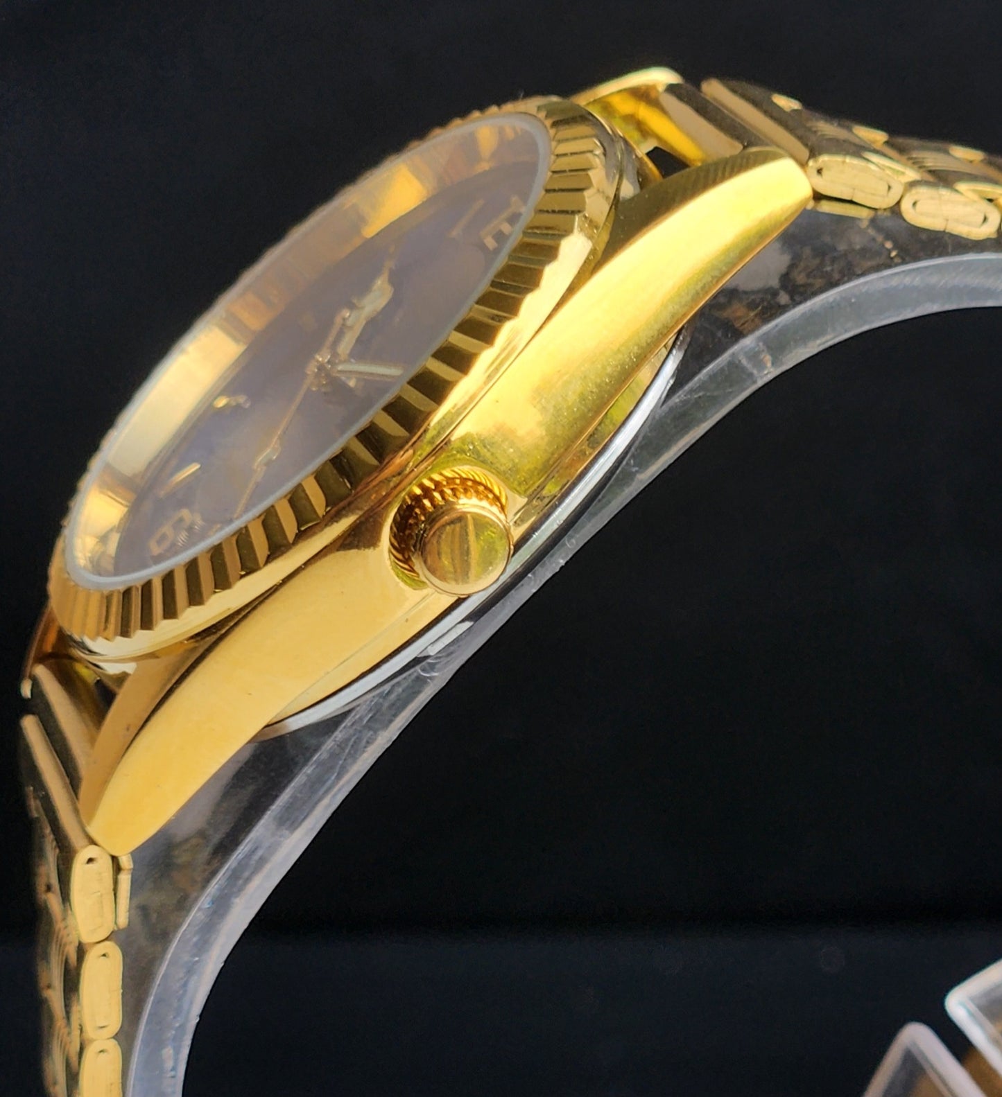 Vintage MOD Citizen Blue Face Automatic 21 Jewels Cal. 8200 35MM Fix Bezel Gold Plated Men's Wrist Watch I97