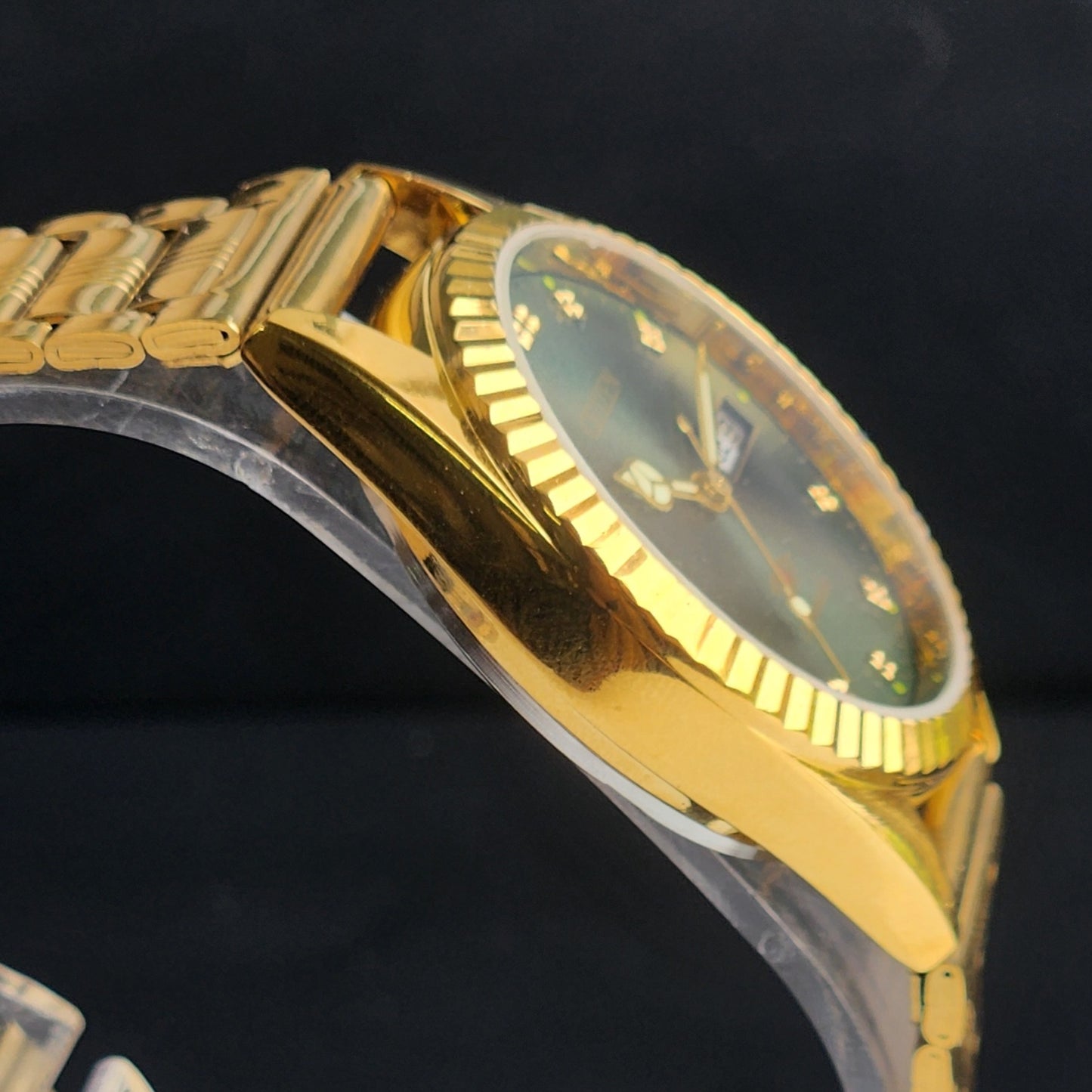 Vintage MOD Citizen Green Face Automatic 21 Jewels Cal. 8200 35MM Fix Bezel Gold Plated Men's Wrist Watch I100