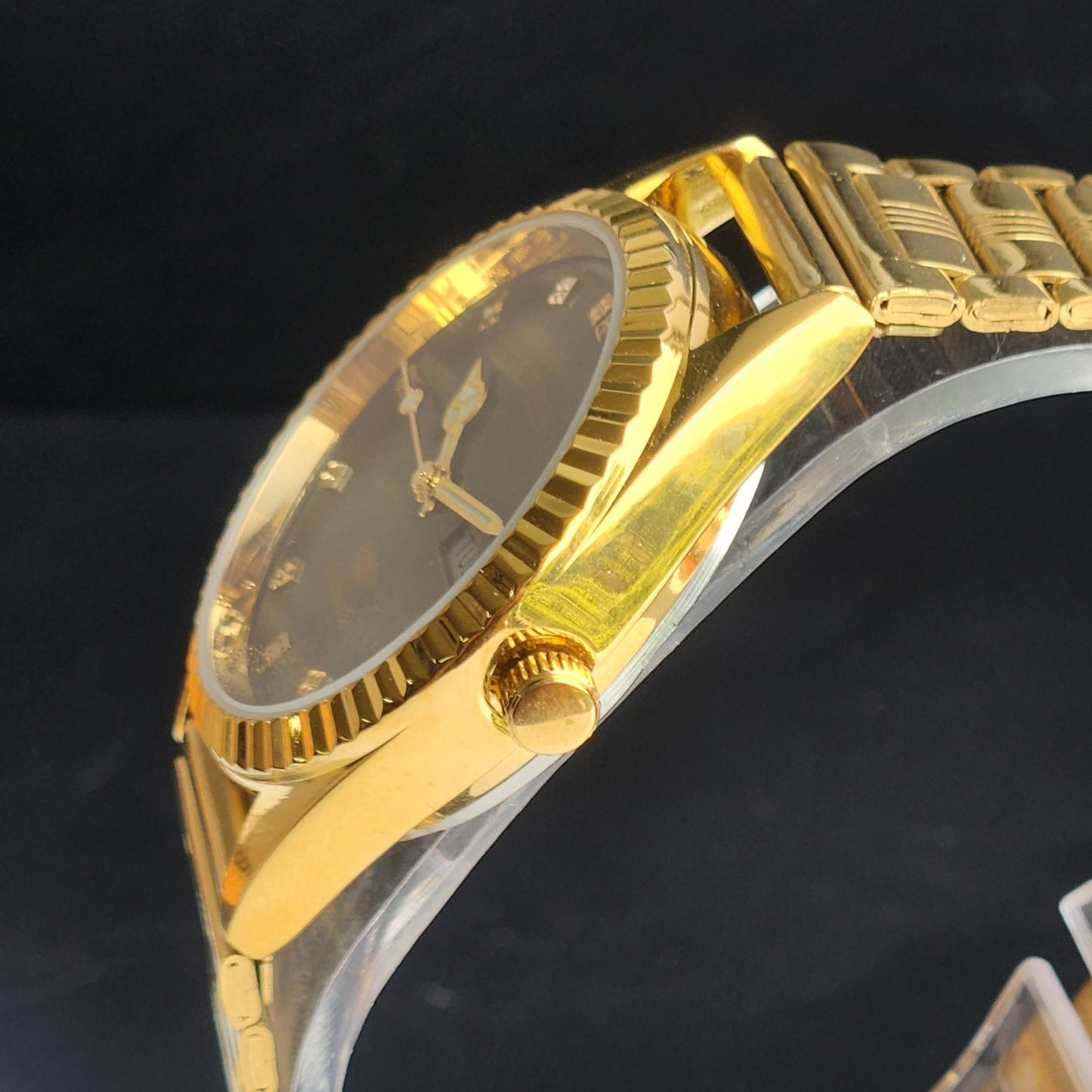 Vintage MOD Citizen Green Face Automatic 21 Jewels Cal. 8200 35MM Fix Bezel Gold Plated Men's Wrist Watch I100