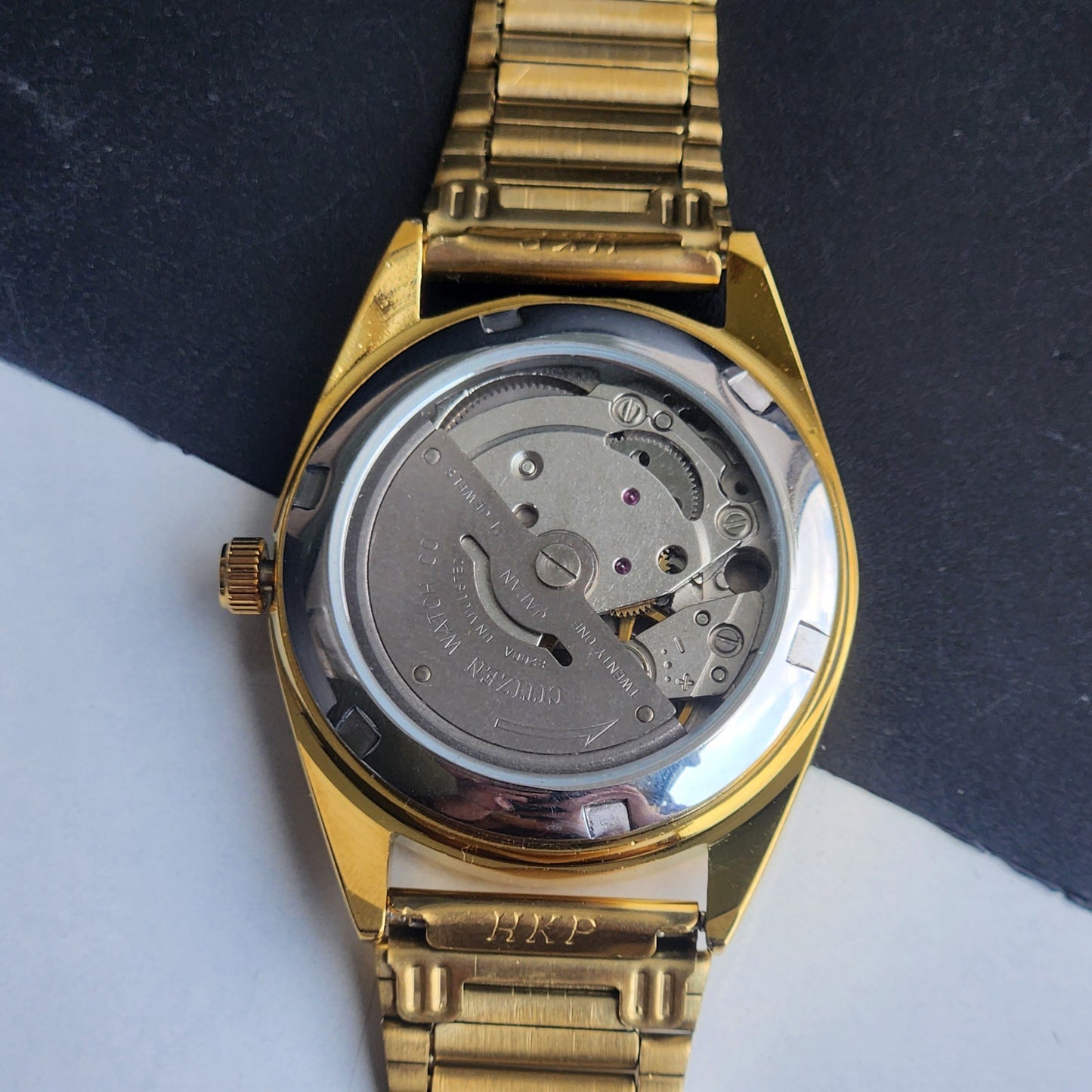 Vintage MOD Citizen Green Face Automatic 21 Jewels Cal. 8200 35MM Fix Bezel Gold Plated Men's Wrist Watch I100