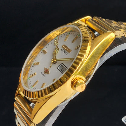 Vintage MOD Citizen White Face Automatic 21 Jewels Cal. 8200 35MM Fix Bezel Gold Plated Men's Wrist Watch J01