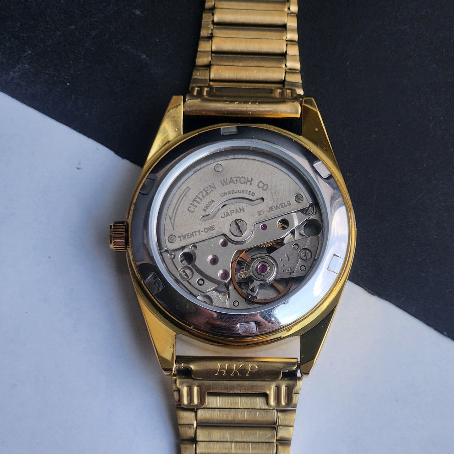 Vintage MOD Citizen White Face Automatic 21 Jewels Cal. 8200 35MM Fix Bezel Gold Plated Men's Wrist Watch J01