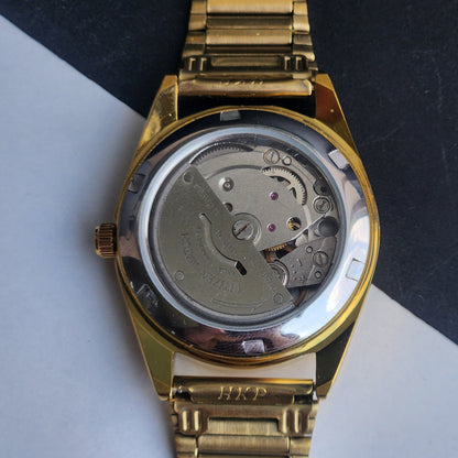 Vintage MOD Citizen White Face Automatic 21 Jewels Cal. 8200 35MM Fix Bezel Gold Plated Men's Wrist Watch J01