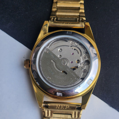 Vintage MOD Citizen Blue Face Automatic 21 Jewels Cal. 8200 35MM Fix Bezel Gold Plated Men's Wrist Watch J02