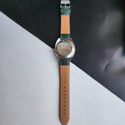Vintage Mod HMT Kohinoor Devanagari Hand Winding 17 Jewels Green Face Green Croco Leather Strap Men's Wrist Watch J13