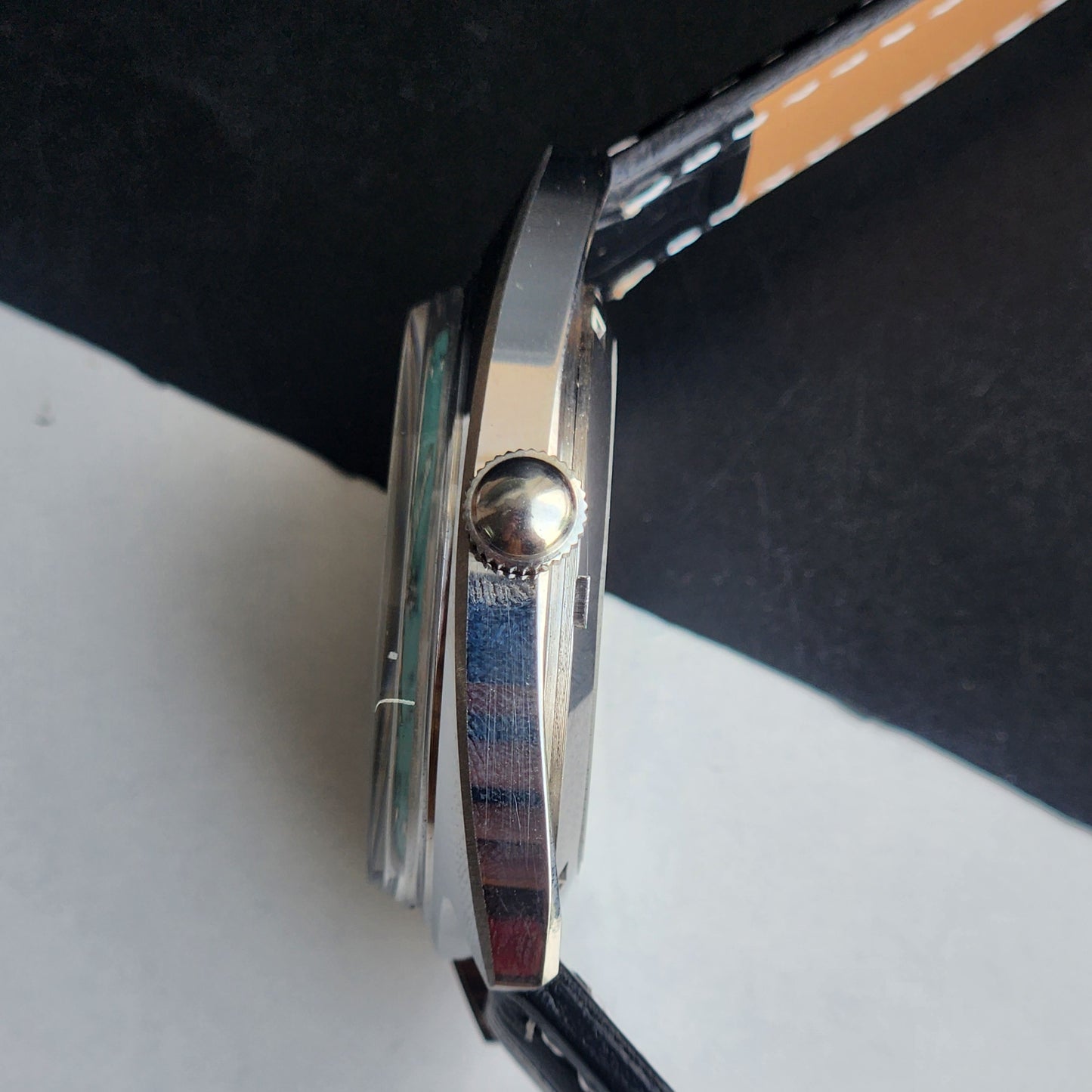 Vintage Mod HMT Kohinoor Devanagari Hand Winding 17 Jewels Sky Blue Face Blue Croco Leather Strap Men's Wrist Watch J15