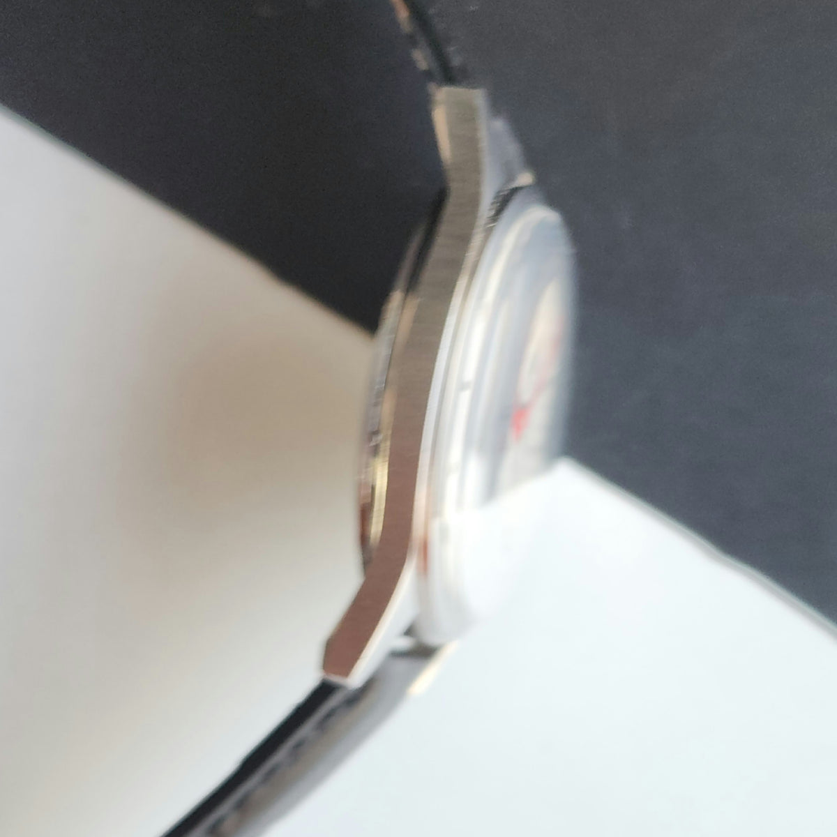 Vintage MOD HMT Janata Hand Winding 17 Jewels White Face Black Croco Leather Strap Men's Wrist Watch J0018