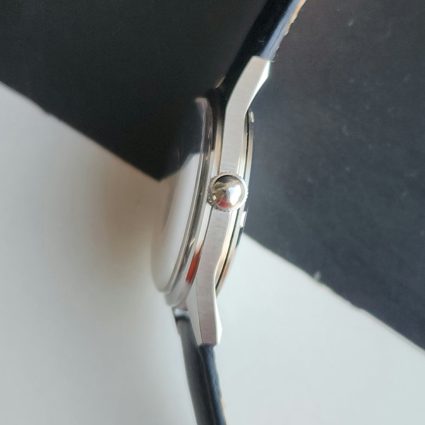 Vintage MOD HMT Janata Hand Winding 17 Jewels Blue Face Blue Leather Strap Men's Wrist Watch J20