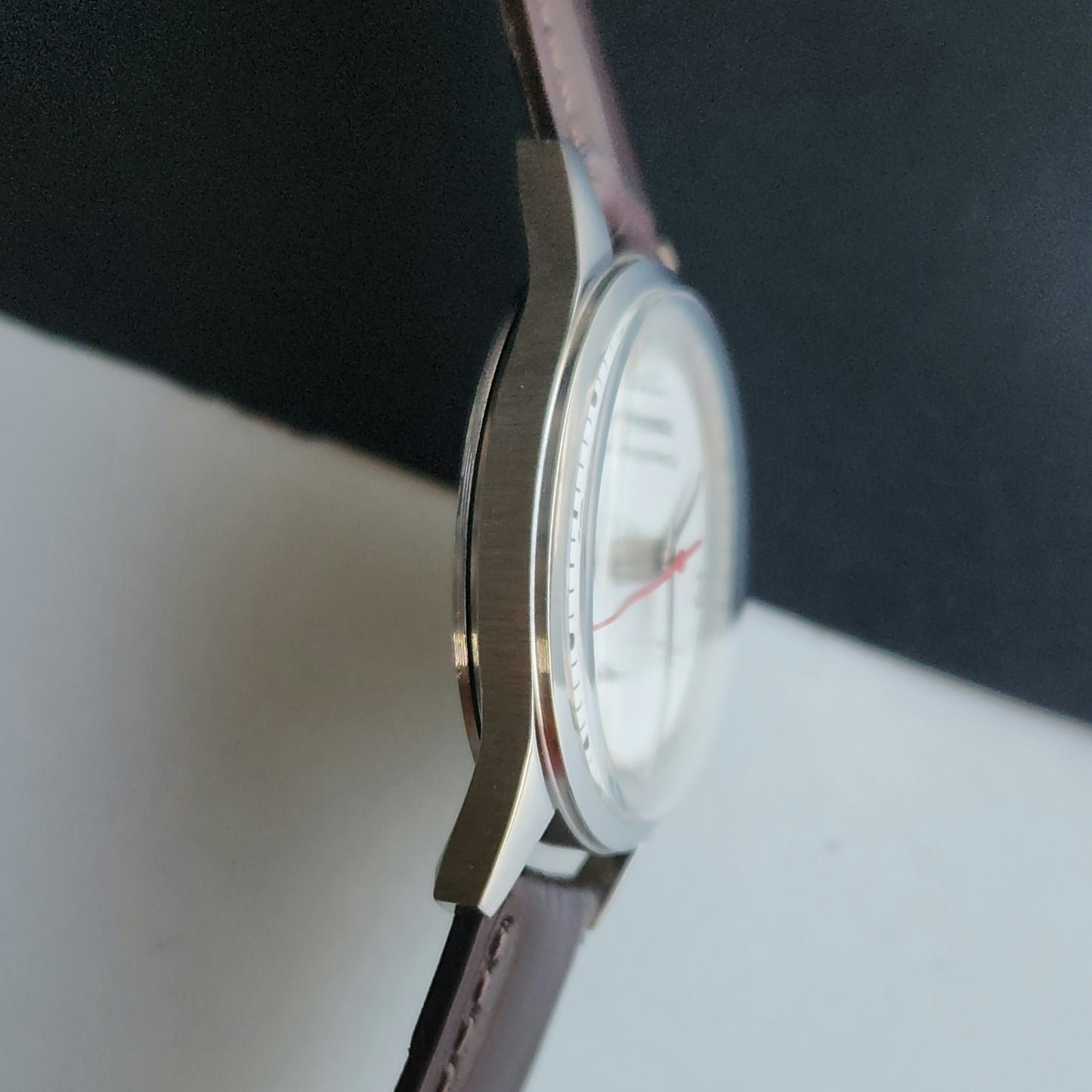 Vintage MOD HMT Janata A.P.J. Abdul Kalam Hand Winding 17 Jewels White Face Brown Leather Strap Men's Wrist Watch J23