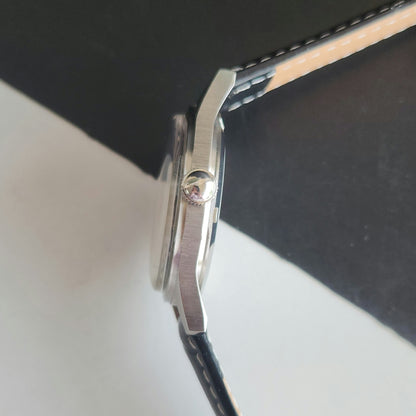 Vintage MOD HMT Gandaberunda Hand Winding 17 Jewels Black Face Black Leather Strap Men's Wrist Watch J45