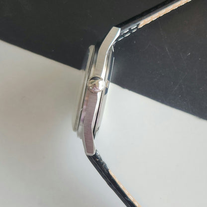 Vintage MOD HMT Gandaberunda Hand Winding 17 Jewels White Face Black Leather Strap Men's Wrist Watch J46
