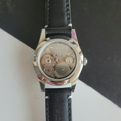 Vintage MOD HMT Janata Bangla Hand Winding 17 Jewels White Face Black Leather Strap Men's Wrist Watch J32