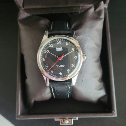 Vintage MOD HMT Janata Bangla Hand Winding 17 Jewels Black Face Black Leather Strap Men's Wrist Watch J33