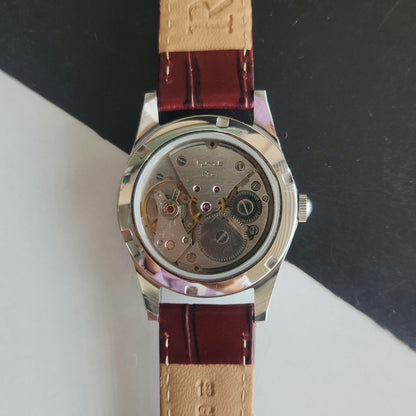 Vintage MOD HMT Janata Bangla Hand Winding 17 Jewels Red Face Red Leather Strap Men's Wrist Watch J34