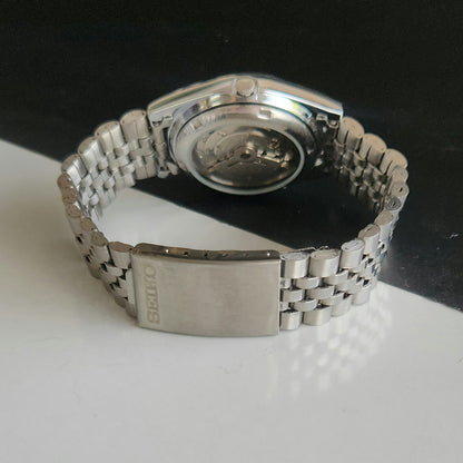 Vintage MOD Seiko 5 Automatic 23 Jewels Cal.6349 Red Face Repainted Mickey Mouse Jubilee Bracelet Men's Wrist Watch J50