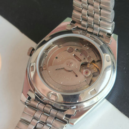 Vintage MOD Seiko 5 Automatic 17 Jewels Cal.6309 Blue Face Repainted Mickey Mouse Jubilee Bracelet Men's Wrist Watch J51