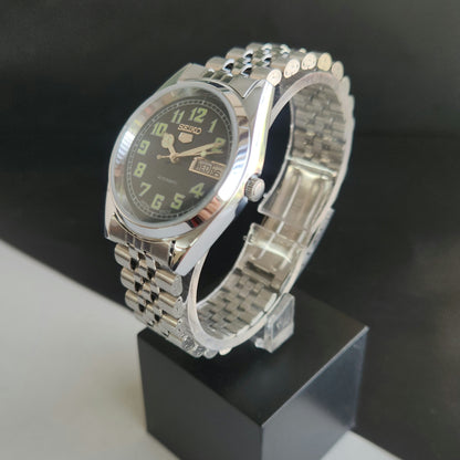 Vintage MOD Seiko 5 Automatic 23 Jewels Cal.6349 Teal Green Face Jubilee Bracelet Men's Wrist Watch J57