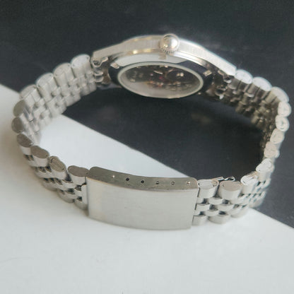 Vintage MOD HMT Janata Tamil Hand Winding 17 Jewels White 35mm Silver Case With Bracelet Men's Wrist Watch J77