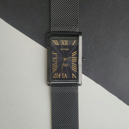 Original TITAN EDGE 1514YAA Rectangle Black Face 28MM Case Men's Watch J92