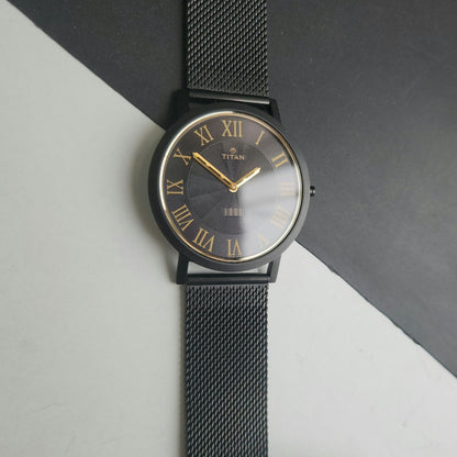 Original TITAN EDGE 1595WAB32 Round Black Face 39MM Case Men's Watch J90