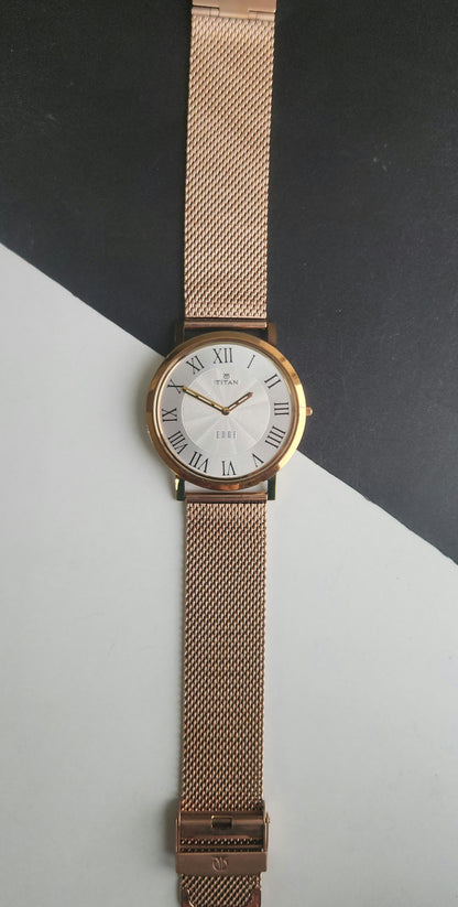 Original TITAN EDGE 1595WAB32 Round White Face 39MM Case Men's Watch J87
