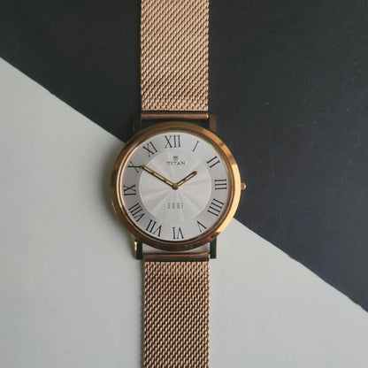 Original TITAN EDGE 1595WAB32 Round White Face 39MM Case Men's Watch J87