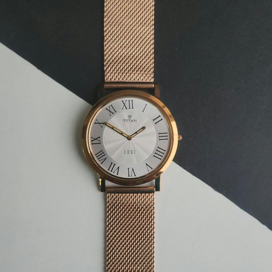 Original TITAN EDGE 1595WAB32 Round White Face 39MM Case Men's Watch J87