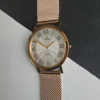 Original TITAN EDGE 1595WAB32 Round White Face 39MM Case Men's Watch J87