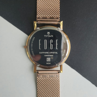 Original TITAN EDGE 1595WAB32 Round White Face 39MM Case Men's Watch J87