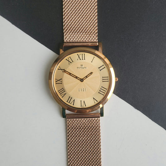 Original TITAN EDGE 1595WAB32 Round White Face 39MM Case Men's Watch J88