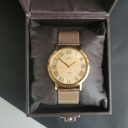 Original TITAN EDGE 1595WAB32 Round White Face 39MM Case Men's Watch J88