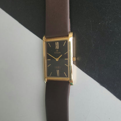 Original TITAN EDGE 1043NBD91 Rectangular Black Face 25MM Case Men's Watch J71