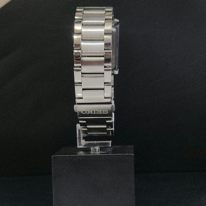 MOD Seiko Slim Rectangular Quartz Black Face Bracelet Men's Wrist Watch J93